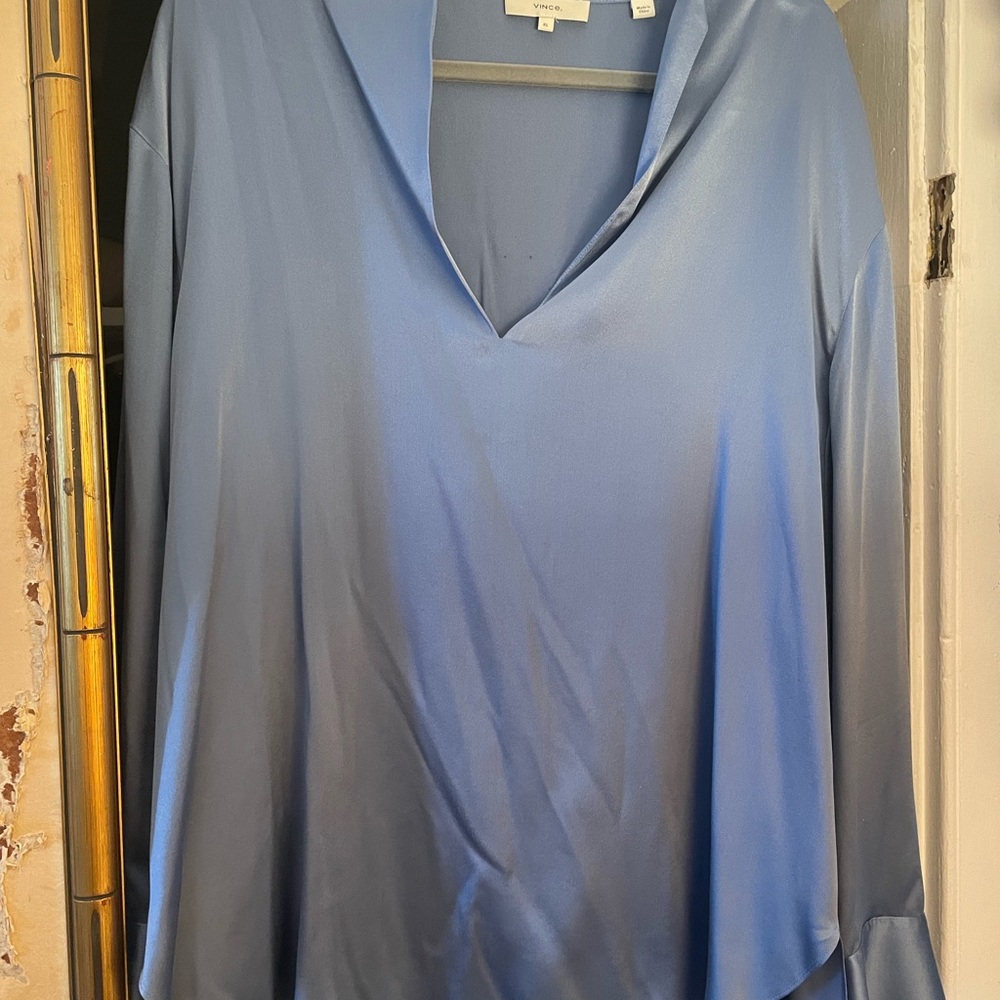 Vince Satin Blue Blouse